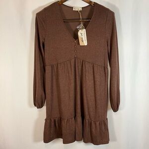 New In Dress Size S NWT Mauve Brown/Mauve Knit Long Sleeves